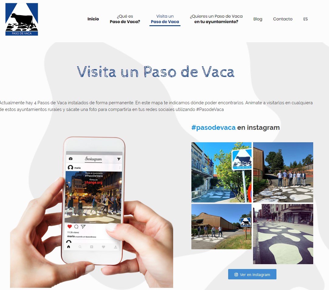 Pantallazo de la página web www.pasodevaca.com